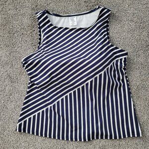 Lands End Navy & White Stripe Tankini 16 DDD
